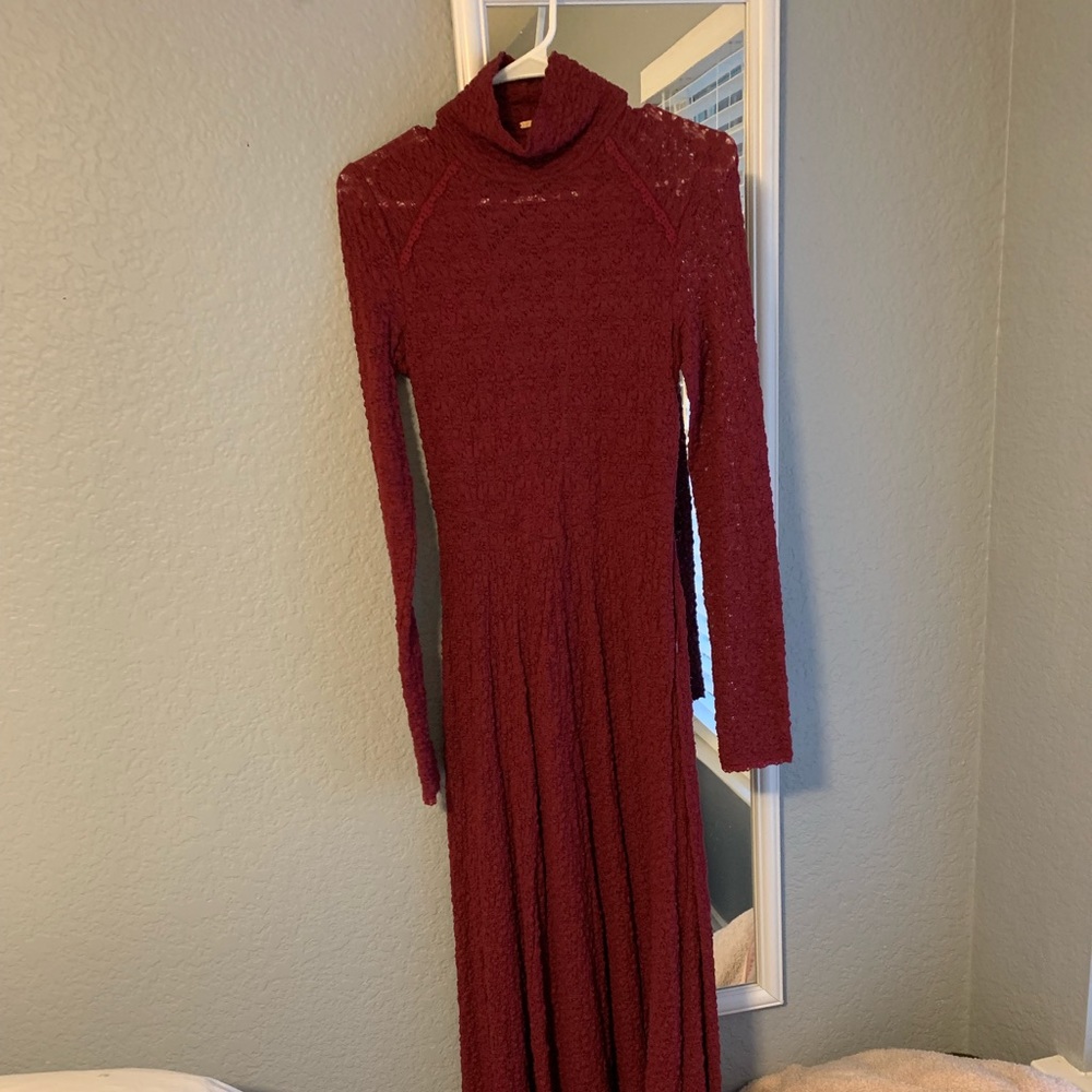 free people burgundy lace maxi dress